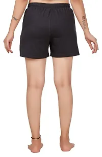 Avima Women Black Solid Regular Fit Shorts-thumb2