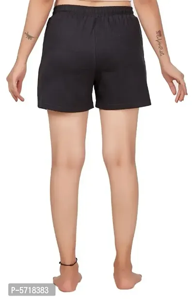 Avima Women Black Solid Regular Fit Shorts-thumb3