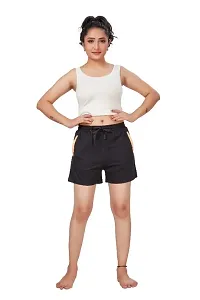 Avima Women Black Solid Regular Fit Shorts-thumb4