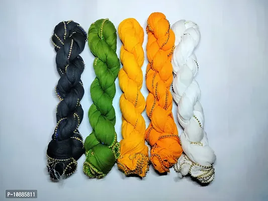 Women Solid (Plain ) Cotton Blend Dupatta With Moti Lace Pack Of 9