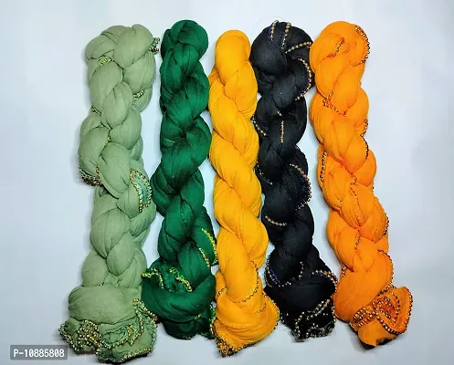 Fancy Solid Multicoloured Plain Dupatta For Women (Pack Of 5)