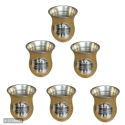 Stylish Brass Bengali Fancey Glass Pooja Accessories,Pooja Glass-Pack Of 6 Height:5 Cm-thumb0