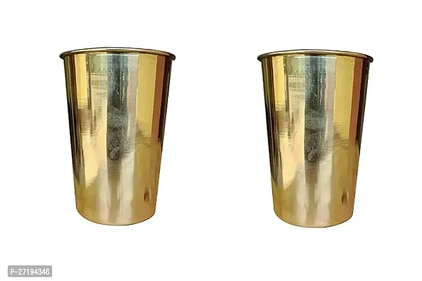 Stylish Brass Glass 300 Ml Each,Drinkware, Glass Pack Of 2