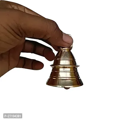 Stylish Brass Temple Square Ghanti Bell Heavy Brass Meta Brass Pooja Bell Brass Pooja Bell H-2.5 Inch