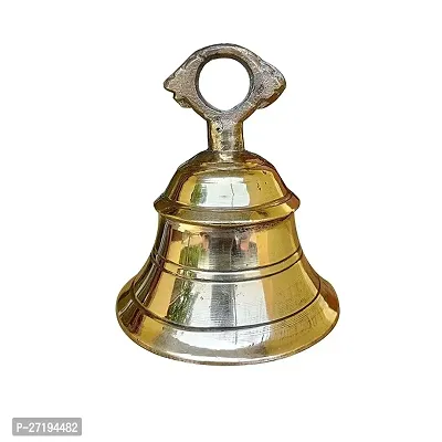 Stylish Brass Temple Ghanti Bell Heavy Brass Meta Brass Pooja Bell Brass H-4 Inch-thumb0