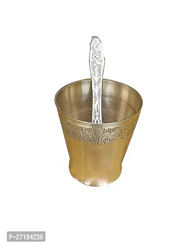 Stylish Brass Panch Patra Glass With Naga Spoon, Panchapatra Set For Poojan Purpose.-thumb0