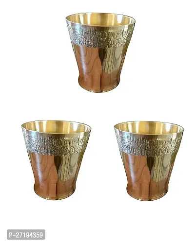 Stylish Brass Glass Pooja Accessories,Glass-Pack Of 3 Small,H-2.5 Inch