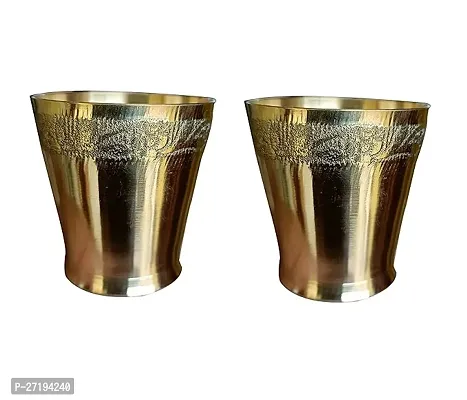 Stylish Brass Naksha Glass Pooja Accessories,Glass-Pack Of 2 Small,H-2 Inch-thumb0