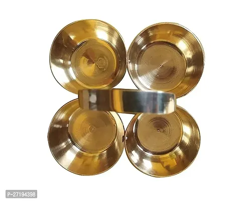 Stylish Chowmukh 4 Bowl Holder,Haldi Kumkum Chawal Elaichi Mishri Roli Brass