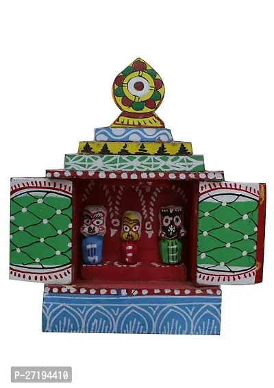 Stylish Lord Jagannath Temple Hand Crafted In Wood ,And 3 Idols Placed In The Temple.