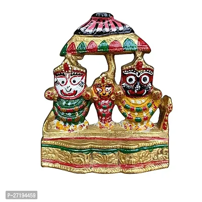 Stylish Lord Jagannath,Balaram,Subhadra Brass Idol With Multi Colour H-11 Cm