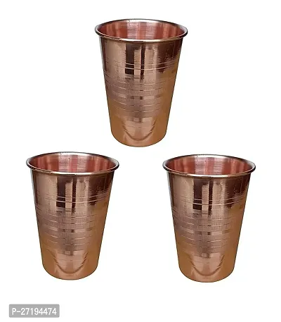 Stylish Copper Glass,Drinkware And Serveware,Good Health Benefits Glass 300 Ml, Copper Pack Of 3