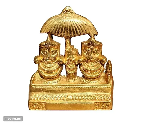 Stylish Lord Jagannath,Balaram,Subhadra Brass Idol, Decorative Showpiece.-thumb0