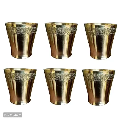 Stylish Brass Naksha Glass Pooja Accessories,Glass-Pack Of 6 Small,H-2 Inch-thumb0