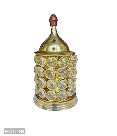 Stylish Brass Fancy Akhanda Diya,Deepak Crystal Height: 5.5 Inch