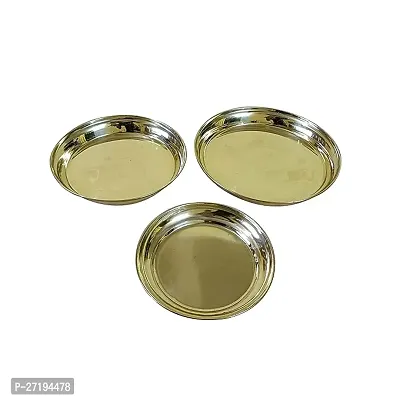 Stylish Traditional Handcrafted Brass Thali/Aarti Plate For Pooja/Worship Pack Of-3