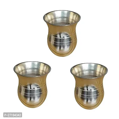 Stylish Brass Bengali Fancey Glass Pooja Accessories,Pooja Glass-Pack Of 3 Height:5 Cm-thumb0