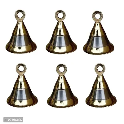 Stylish Brass And Alluminum Mix Door Ghanti Bell Heavy Brass Pooja Bell H-5Cm Pack Of-6-thumb0