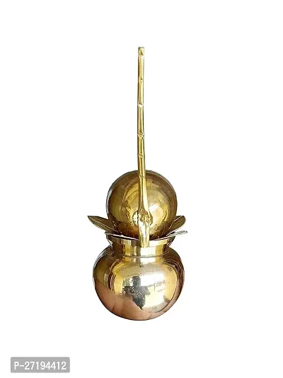 Stylish Mangal Kalash With Brass Nariyal And Leafs For Diwali Pooja Height: 5.5 Inch