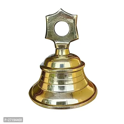 Stylish Cbrass Temple Ghanta Bell Brass Pooja Bell 300G Gold H-4 Inch-thumb0