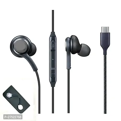 GAAKG in Ear Wired Earphones with Mic, Type C | Stereo Headset | Enhanced Bass with Tangle Fre (Black)
