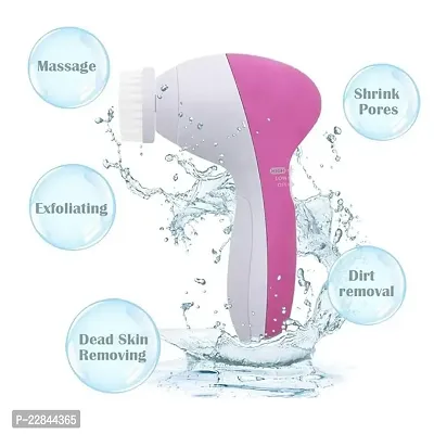 5 in 1 Rotating Smooth Body Face Masssager for Beauty Care (Pink)-thumb0