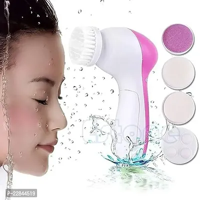 5 in 1 Portable Electric Facial Cleaner Battery Powered Multifunction Massager, Face Massager, Facial Machine, Beauty Massager, Facial Massager For Women (Multi Color)-thumb0