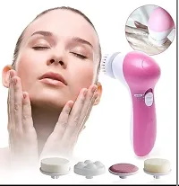 5 in 1 Portable Electric Facial Cleaner Battery Powered Multifunction Massager, Face Massager, Facial Machine, Beauty Massager, Facial Massager For Women (Multi Color)-thumb1