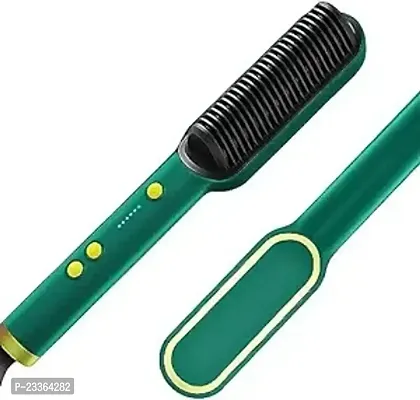 45 watt Hair Straightener Brush, Ionic Hair Straightener and Curler 2 in 1, Fast Heating  5 Temp Settings, Auto Temperature Lock Hot Comb (45W-Multi)-thumb0
