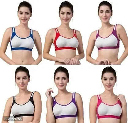 Stylish Multicoloured Cotton Solid Bras For Women Pack of 6