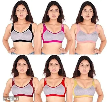 Stylish Multicoloured Cotton Solid Bras For Women Pack of 6-thumb0