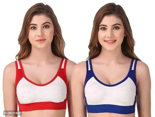 Stylish Multicoloured Cotton Solid Bras For Women Pack of 2-thumb0