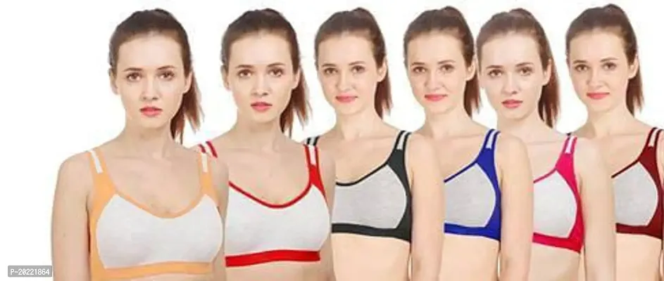 Stylish Multicoloured Cotton Solid Bras For Women Pack of 6