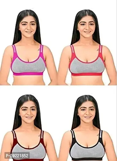 Stylish Multicoloured Cotton Solid Bras For Women Pack of 4-thumb0