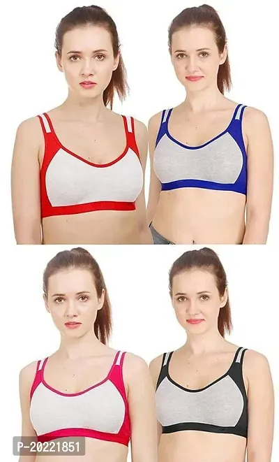 Stylish Multicoloured Cotton Solid Bras For Women Pack of 4