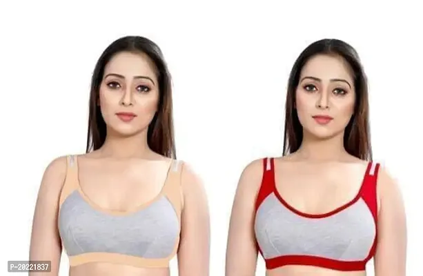 Stylish Multicoloured Cotton Solid Bras For Women Pack of 2-thumb0