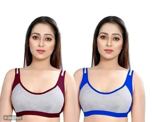 Stylish Multicoloured Cotton Solid Bras For Women Pack of 2-thumb0