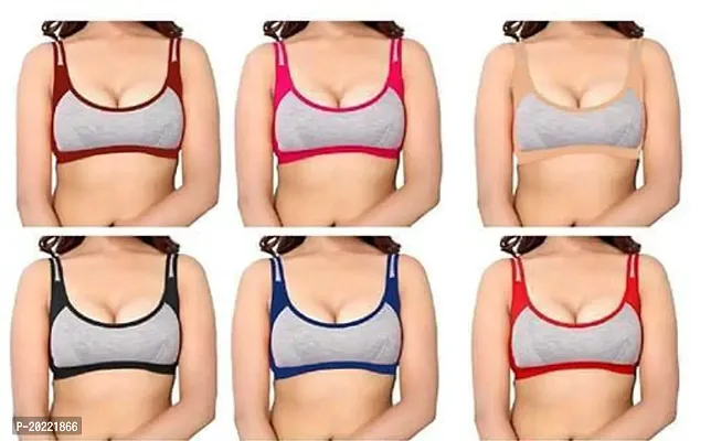 Stylish Multicoloured Cotton Solid Bras For Women Pack of 6