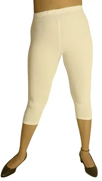 Latest Plus Cotton Solid Stretchable Capris for Women-thumb2