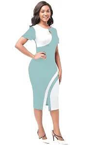 Stylish Green Poly Spandex Bodycon Dress For Women-thumb2