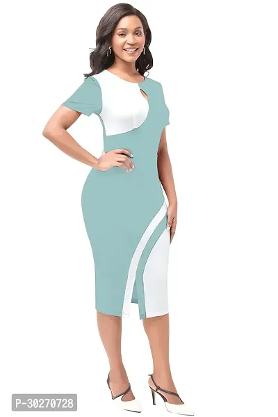 Stylish Green Poly Spandex Bodycon Dress For Women-thumb3