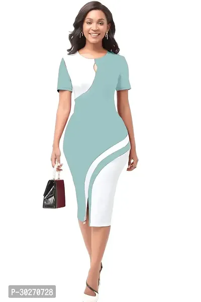 Stylish Green Poly Spandex Bodycon Dress For Women-thumb2