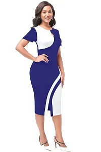 Stylish Blue Poly Spandex Bodycon Dress For Women-thumb2