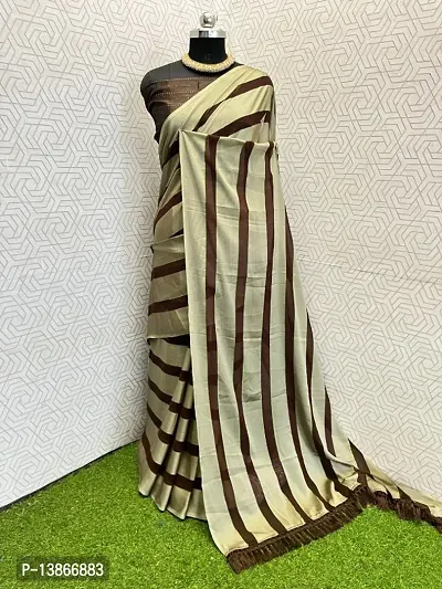 Stylish Georgette Striped Saree With Running Blouse Piece For Women-thumb0