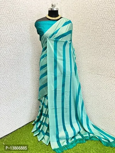 Stylish Georgette Striped Saree With Running Blouse Piece For Women