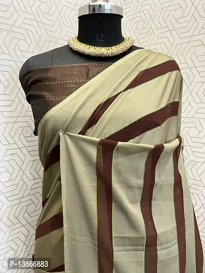 Stylish Georgette Striped Saree With Running Blouse Piece For Women-thumb2