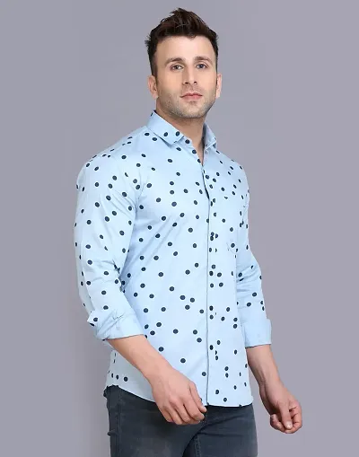 FEBIA Cottonblend Polka Dot Print Mens Shirt