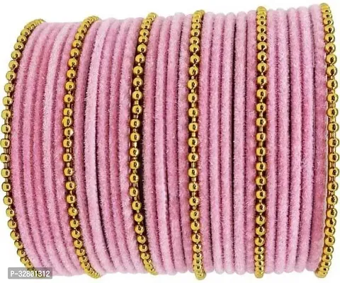 Stylish Pink Glass Bangle Set For Women-thumb2