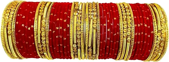 Shubhlaxmi zari velvet glass bangle set glitter sparkels all matching colour or size bangle set for women girls (pack of 48)