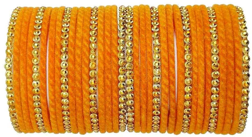 Anitya designer glass velvet bangles set for women and girls ( Pack of 34).